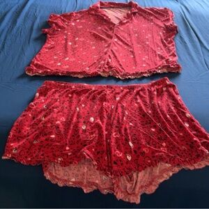JOYSPUN Red Heart Print Pajama Set
